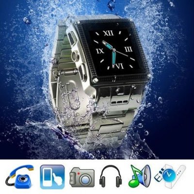 Waterproof Stainless steel 1.5 Inch Touch Screen Watch Moblie Phone
